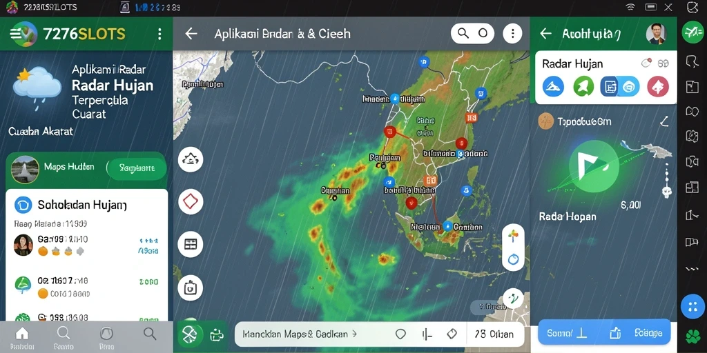 Antarmuka pengguna aplikasi Radar Hujan 7276SLOTS yang sederhana dan informatif.