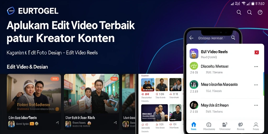 Tampilan antarmuka EUROTOGEL saat mengedit video reels.
