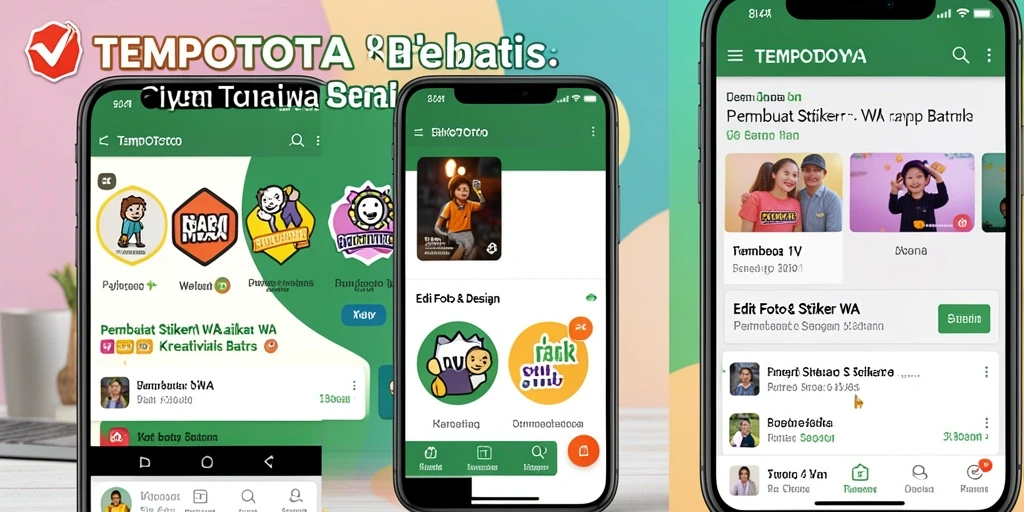 Antarmuka intuitif TEMPOTOTO untuk membuat stiker WA.